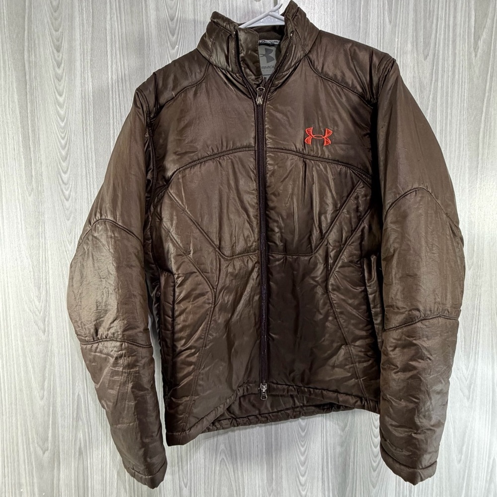 Under Armour Performance‎ Quilted Puffer Jacket Mens Small Packable Coat Brown
